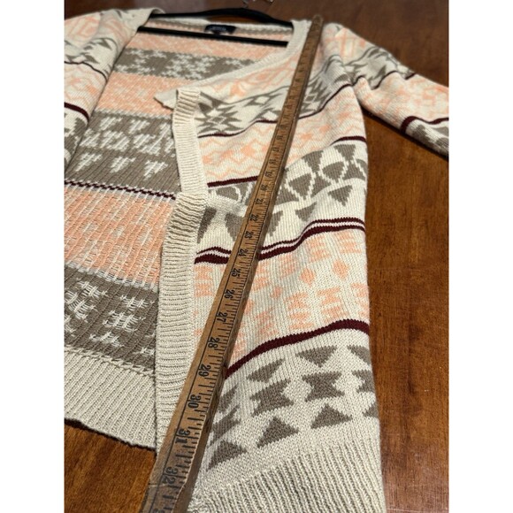 Aztec Tribal Cardigan Sweater Large Waterfall Open Front Boho Southwest Women’s - Picture 7 of 10